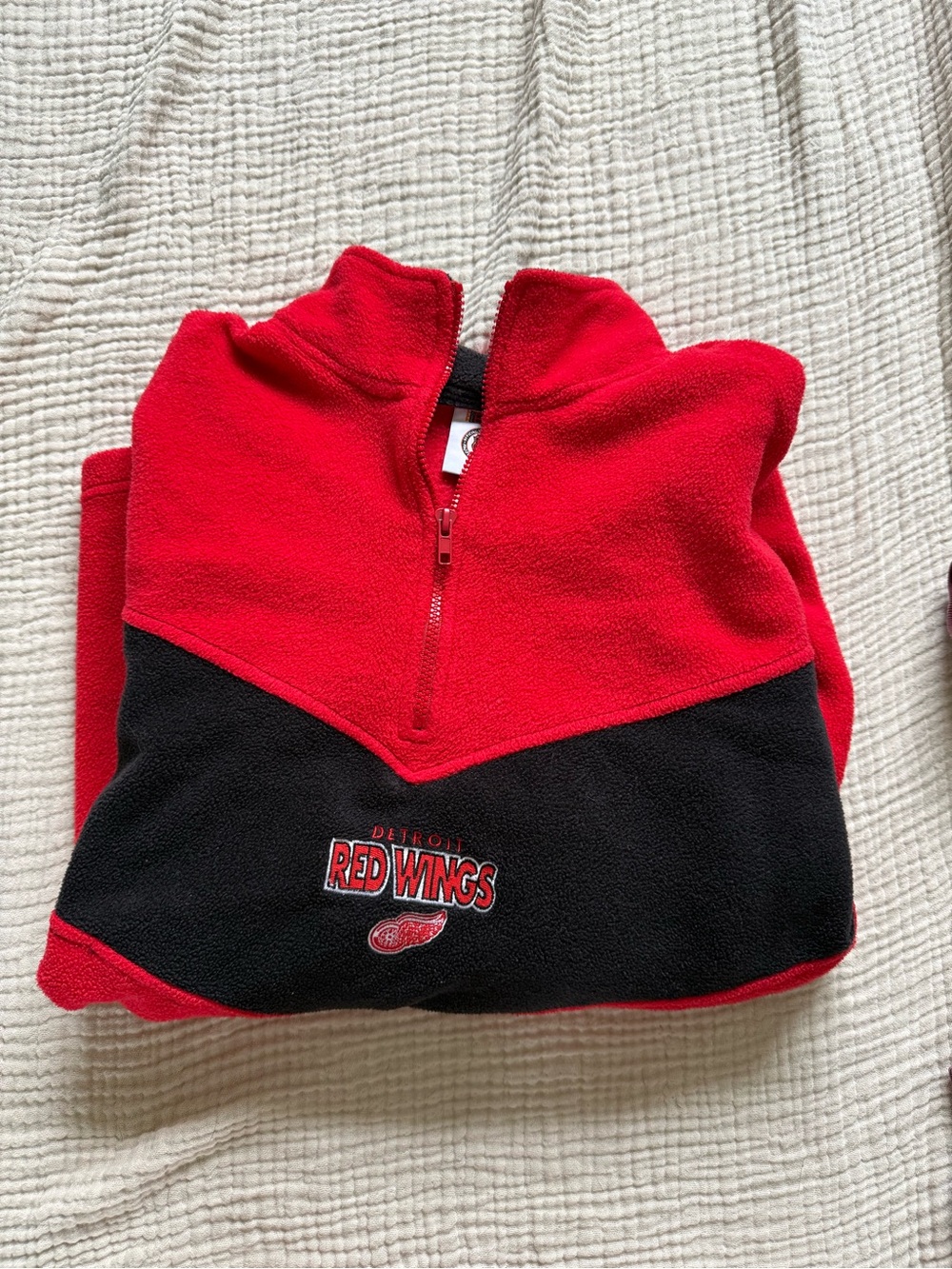 VINTAGE Reebok Red and Black Half-Zip Fleece Pullover